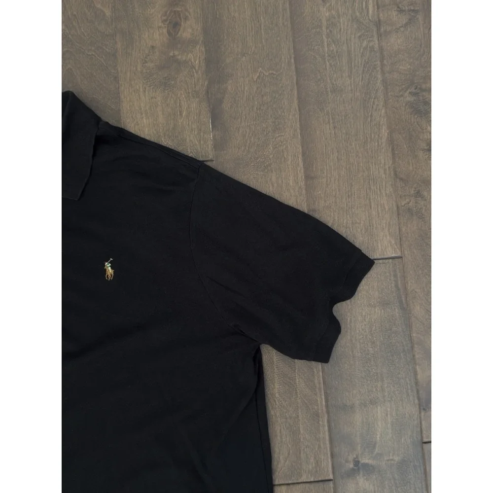 Ralph Lauren Mens Short Sleeve Black Classic Fit Polo Shirt Size 2XB Flesh Pony